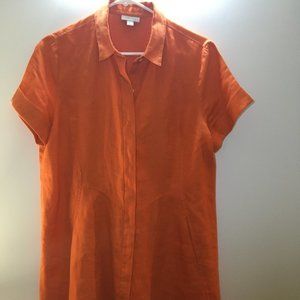 Linen Button Down Knee Length Petit Dress